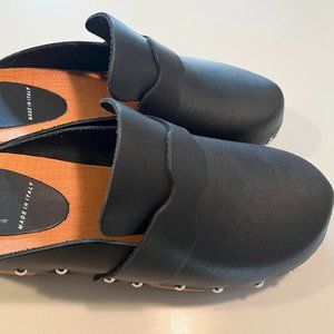 Size 8 MA 91 Black Leather Clogs with Silver Studs
